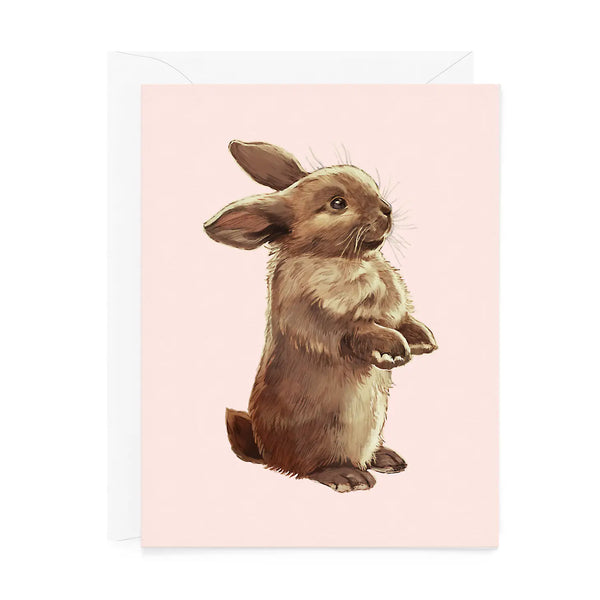 Card - Easter - Brown Bunny on Blush Pink