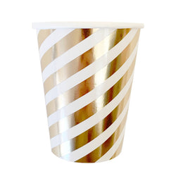 Paper Cups - White & Gold Stripes