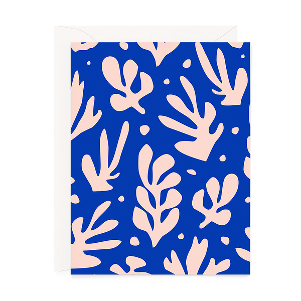Card - Print - Abstract Blush Floral on Blue