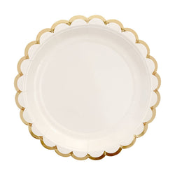 Paper Plates - Small - White & Gold Scallop
