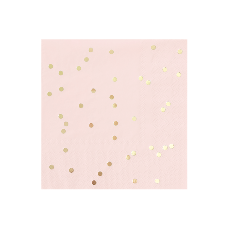 Paper Napkins - Cocktail - Blush Pink & Gold Confetti