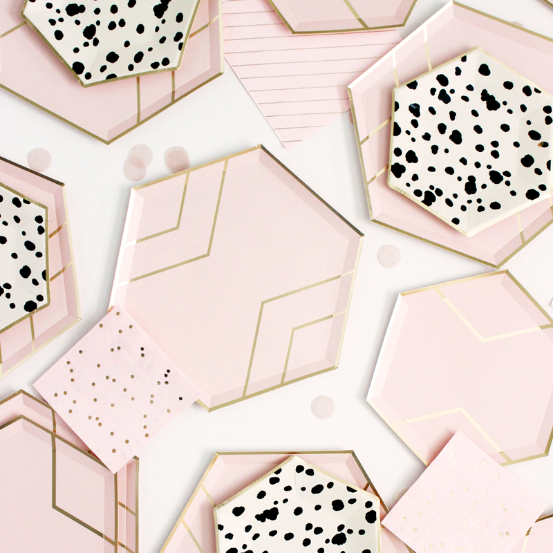 Paper Napkins - Cocktail - Blush Pink & Gold Confetti