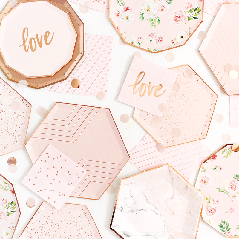 Blush & Rose Gold Paper Plates & Napkins - Paperboy