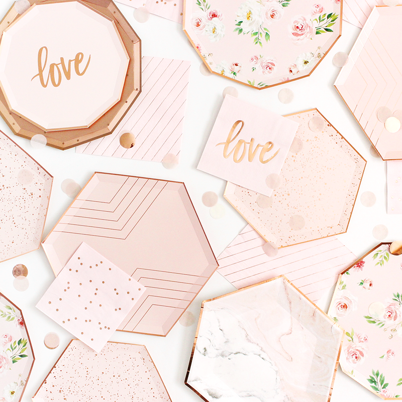 Paper Plates - Small - Blush & Rose Gold Love