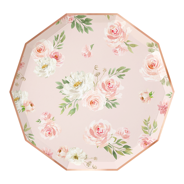 Floral Paper Plates - Blush - Paperboy