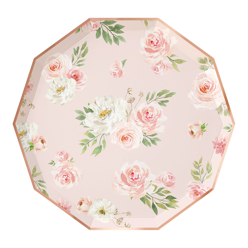 Floral Paper Plates - Blush - Paperboy