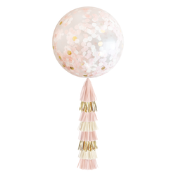 Jumbo Confetti Balloon & Tassel Tail - Blush & Gold