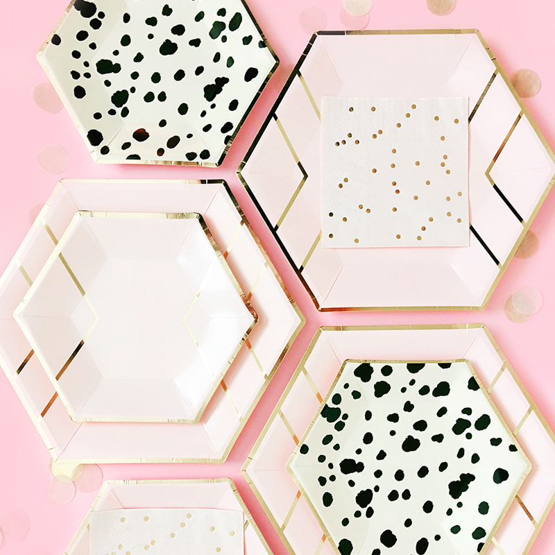 Dalmatian Print & Blush Paper Plates - Paperboy