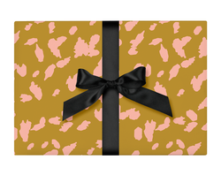 Wrapping Paper - Mustard & Pink Spots - 3 Sheets