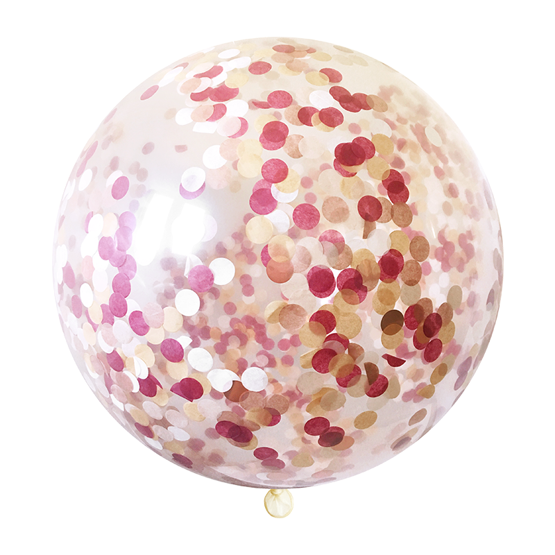 Jumbo Confetti Balloon - Burgundy & Rose Gold