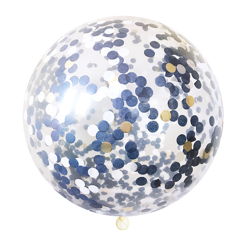 Jumbo Confetti Balloon - Navy & Gold