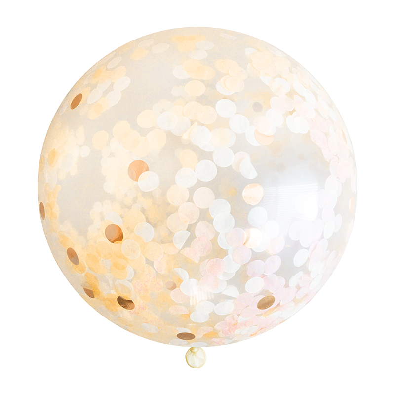 Jumbo Confetti Balloon - Peach & Rose Gold