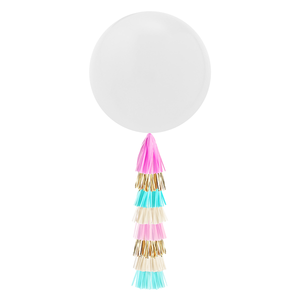 Jumbo Balloon & Tassel Tail - Cotton Candy (Baby Shower)