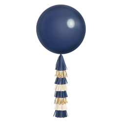 Jumbo Balloon & Tassel Tail - Navy & Gold