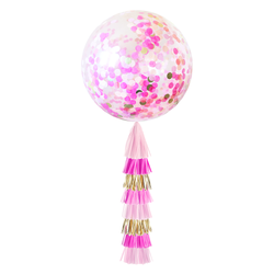 Jumbo Confetti Balloon & Tassel Tail - Pink Party