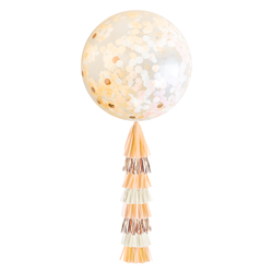 Jumbo Confetti Balloon & Tassel Tail - Peach & Rose Gold