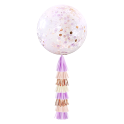 Jumbo Confetti Balloon & Tassel Tail - Lilac & Rose Gold