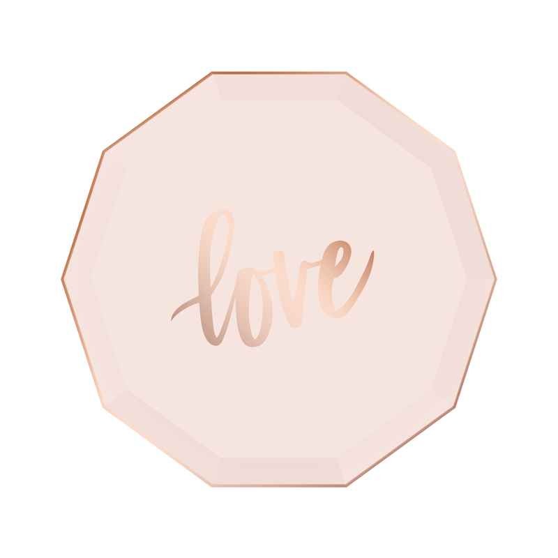 Paper Plates - Small - Blush & Rose Gold Love