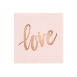 Paper Napkins - Cocktail - Blush Pink & Rose Gold Love