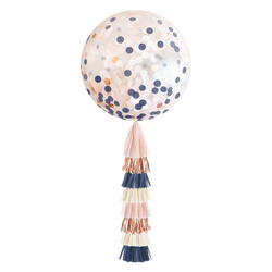 Jumbo Confetti Balloon & Tassel Tail - Navy, Blush & Rose Gold