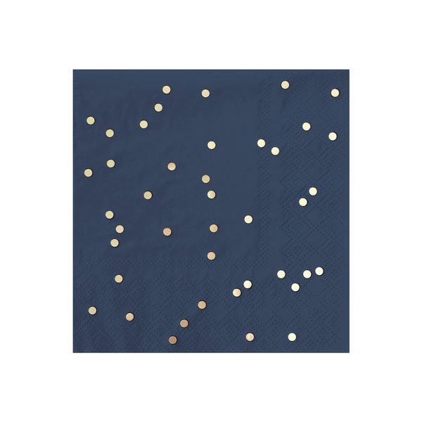 Paper Napkins - Cocktail - Navy & Gold Confetti