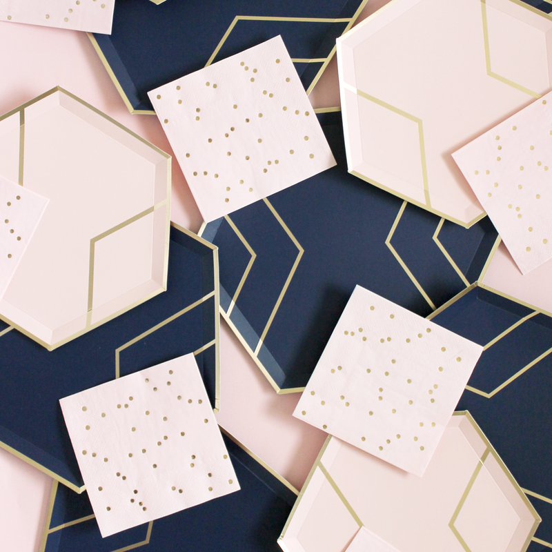 Paper Napkins - Cocktail - Blush Pink & Gold Confetti