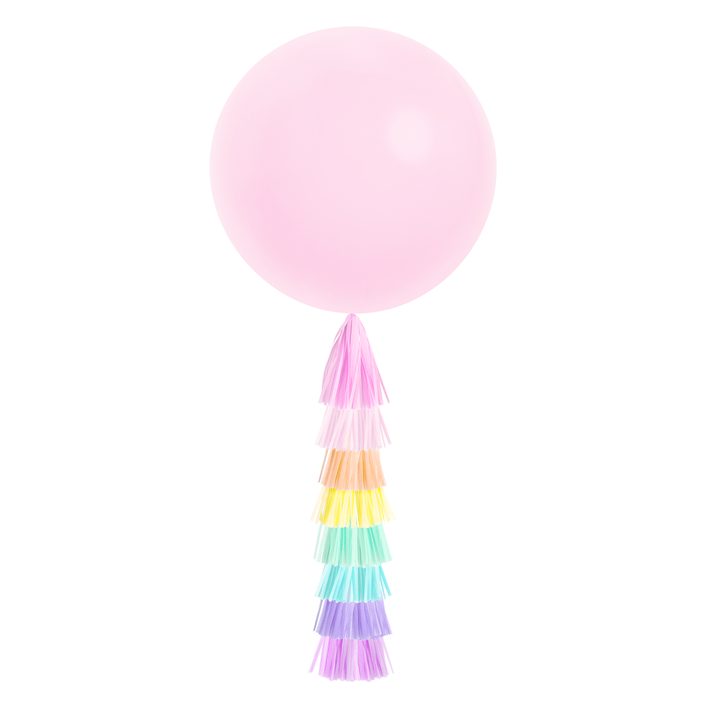Jumbo Transparent Pastel Rainbow Balloon - Pack of 6