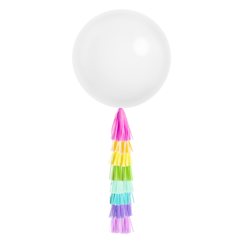 Jumbo Balloon & Tassel Tail - Rainbow