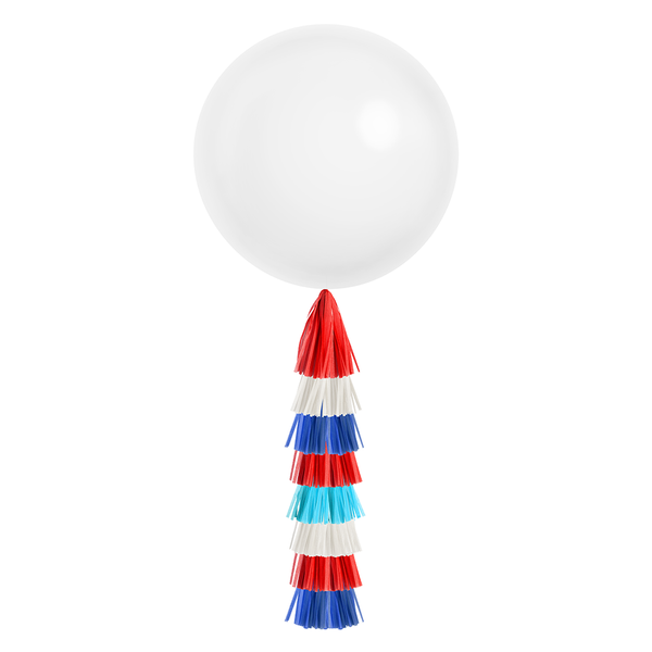 Jumbo Balloon & Tassel Tail - Red, White & Blue