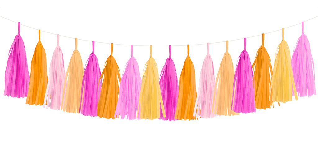 Metallic Pink / Gold Tissue Paper Tassel Garland Kit (15-PACK) On Sale from  PaperLanternStore at the Best Bulk Wholesale Prices. -   - Paper Lanterns, Decor, Party Lights & More