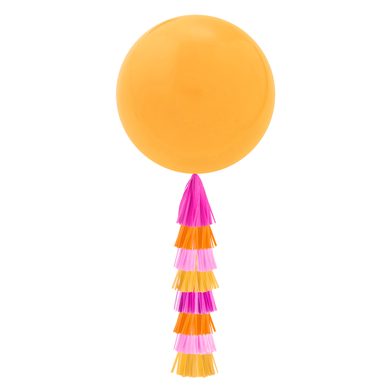 Jumbo Balloon & Tassel Tail - Pink Grapefruit (Pink & Orange)