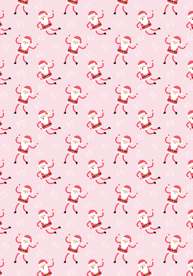 Wrapping Paper - Pink Santa