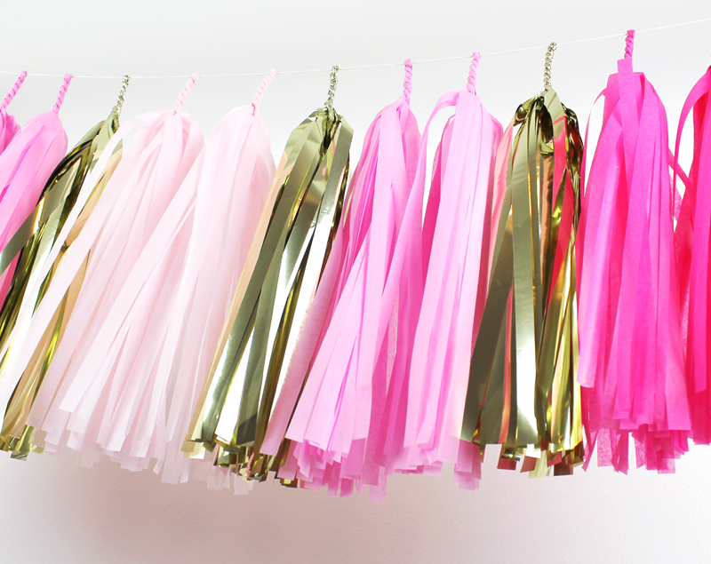 Pink and Gold Party Supplies with Tissue Pom Tassel Garland Party Deco –  Americasfavors