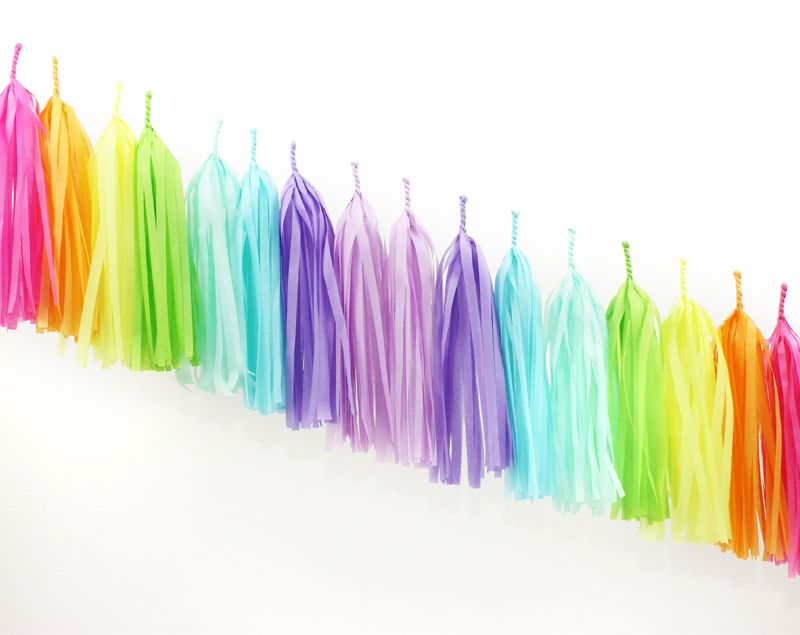 rainbow tissue paper tassel banner decoration 10ft long, Five Below