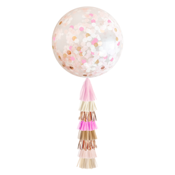 Jumbo Confetti Balloon & Tassel Tail - Rustic Blush