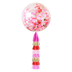 Jumbo Confetti Balloon & Tassel Tail - Red, Pink & Gold (Valentine's)
