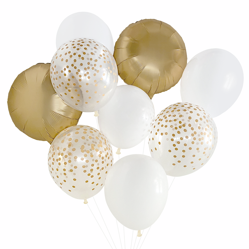 Balloon Bouquet - White & Gold